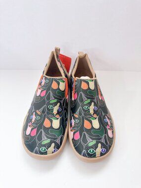 Size 12 Mens UIN Leopard Cat Slip-On Flats Artistic Print Comfort Casual Shoes